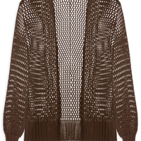 Cardigan Feminino Tricot Quadradinhos - Marrom