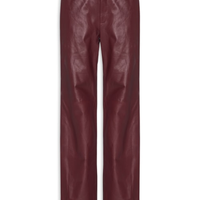Calça De Couro Alfaiataria Reta - Vermelho