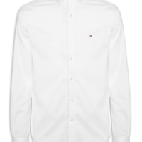 Camisa Masculina Social Regular Fit Logo No Peito Stretch - Branco