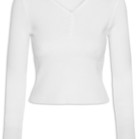 Suéter Feminino Em Tricot Com Botões - Branco