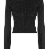 Suéter Feminino em Tricot Trançado - Preto