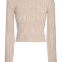 Suéter Feminino Em Tricot Trançado - Bege