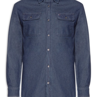 Jaqueta Overshirt Masculina Relaxed Fit Denim Dark - Azul