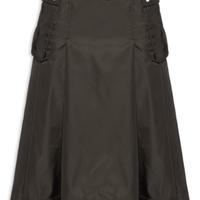Saia Duchesse Nylon Midi Pleated Pocket - Marrom