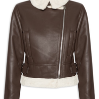 Jaqueta Feminina Biker Peluciada - Marrom