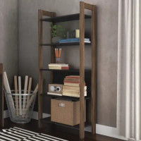 Estante de Livros 65cmx165,5cm 5 Prateleiras Az Preto/Nogal