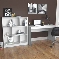 Conjunto 2 Peças com Escrivaninha e Estante 6 Nichos B28 Branco