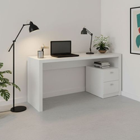 Escrivaninha Mesa Escritório com ME4130 2 Gavetas 135cm Branca Branca