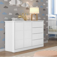 Cômoda Infantil 4 Gavetas e 2 Portas com Cabideiro Pérola Branco Branco