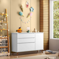 Cômoda Infantil 100% MDF com 3 Gavetas e 1 Porta Retrô Melinda Cinza Cinza
