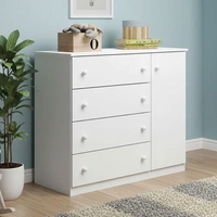 Cômoda de Bebê Infantil 4 Gavetas 1 Porta Helena Branco
