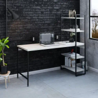Escrivaninha Mesa Escritório com Estante Estilo Active 4 Prateleiras 150cm Industrial Yescasa Snow Snow