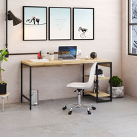 Escrivaninha Mesa Escritório com Estante Baixa Estilo Active 2 Prateleiras 150cm Industrial Yescasa Carvalho Carvalho