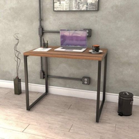Escrivaninha Mesa Escritório Office Estilo Kuadra 90cm Industrial Nogal Nogal