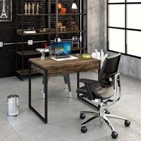 Escrivaninha Mesa Escritório Kuadra 2 Gavetas 90cm Industrial Carvalho Dark Carvalho Dark