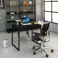 Escrivaninha Mesa Escritório Kuadra 2 Gavetas 90cm Industrial Preto Ônix Preto Onix