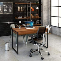 Escrivaninha Mesa Escritório Kuadra 2 Gavetas 120cm Industrial Nogal Nogal