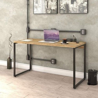 Escrivaninha Mesa Escritório Office Estilo Kuadra 135cm Industrial Carvalho Carvalho