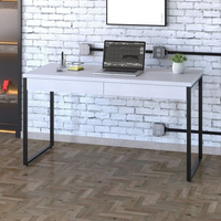 Escrivaninha Mesa Escritório Kuadra 2 Gavetas 135cm Industrial Branco Chess Branco Chess