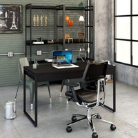 Escrivaninha Mesa Escritório Kuadra 2 Gavetas 135cm Industrial Preto Ônix Preto Onix