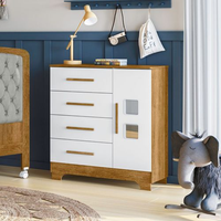 Cômoda 4 Gavetas 1 Porta Fly 100% MDF Branco/Madeirado Ypê