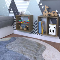 Conjunto 2 Nichos Prateleira para Quarto Infantil Carvalho Mel