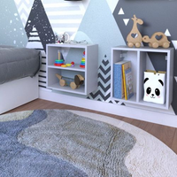 Conjunto 2 Nichos Prateleira para Quarto Infantil Cinza Cristal