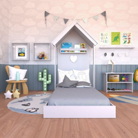 Conjunto Infantil Cama Banqueta 2 Nicho e Prateleira Bramov Móveis Cinza Cristal