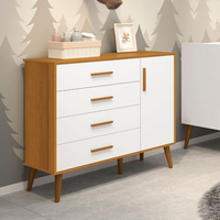 Cômoda Sapateira Infantil 4 Gavetas 1 Porta Isis Branco/Savana