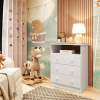 Cômoda Infantil 3 Gavetas 100% MDF Smim New Branco Brilho