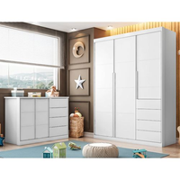 Quarto Infantil Guarda-Roupa 3 Portas e Cômoda 4 Gavetas Pérola Branco Branco