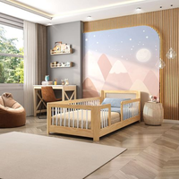 Cama Infantil Solteiro Montessoriano Wave com Rattan Casatema Natural/Branco