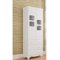 Guarda-Roupa Infantil 61cm 2 Portas 3 Gavetas com Janelas e Pés Mimo 100% MDF Espresso Móveis Branco Brilho