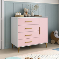 Cômoda para Quarto Infantil Kids Espresso Móveis Branco/Rosa