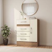Cômoda Sapateira Grande 4 Gavetas 1 Porta Castanho/OffWhite