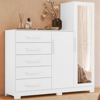 Cômoda para Quarto 5 Gavetas e 2 Portas com Espelho New Master Branco