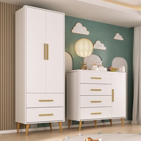 Quarto Infantil com Guarda-Roupa 2 Portas 2 Gavetas com Cômoda Magia Espresso Móveis Branco