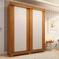 Guarda-roupa Infantil 2 Portas de Correr 100% MDF 140cm Lunara Espresso Móveis Cinamomo/Off White