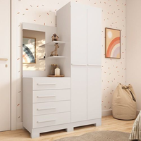 Guarda-roupa Infantil 2 Portas 4 Gavetas com Espelho 100% MDF 110cm Auris Espresso Móveis Branco/Rosa/Azul/Lilas