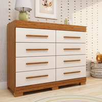 Cômoda Infantil 8 Gavetas 100% MDF 112cm Brincare Espresso Móveis Cinamomo/Off White