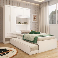 Guarda-roupa Infantil 4 Portas com Bicama e Baú 100% MDF 160cm Bemzi Espresso Móveis Branco/Rosa/Azul/Lilas