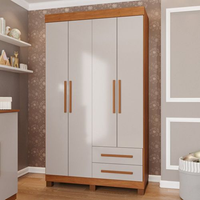 Guarda-roupa Infantil 4 Portas 2 Gavetas Aurora Espresso Móveis Cinamomo / Off White
