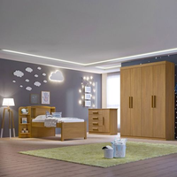 Quarto Infantil Completo com Guarda-roupa Cama 100% Mdf e Cômoda Angel Cinamomo