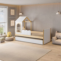 Bicama Infantil Casinha com Led e Janela New Garden Casatema Natural/Branco