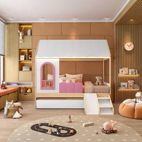 Bicama Infantil Casinha com Led, Janela, e Escadinha New Garden Casatema Rosa/Natural