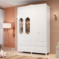 Guarda Roupa de Bebê 4 Portas com Janela e 4 Gavetas Maya Provençal Yescasa Branco Brilho