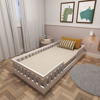 Cama Infantil Montessoriana Solteiro Sol II Branco/Cinza Cristal