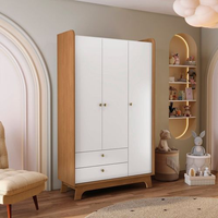 Guarda-roupa para Quarto Infantil Bebê 3 Portas e 2 Gavetas Encanto Canela / Branco