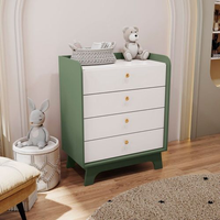 Cômoda para Quarto Infantil Bebê 4 Gavetas Encanto Verde Oliva/Branco