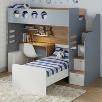 Cama Alta Office com Cama de Solteiro e Armário Baixo Star Maker Casatema Azul/Itapoã